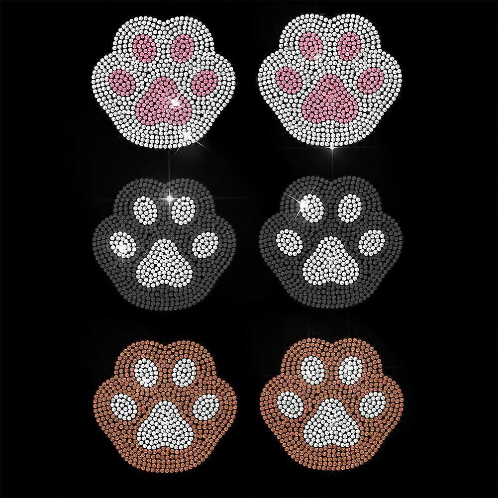 Rhinestone Iron on Transfer Cat Paw Bling Diamond Hotfix Patches for Clothes 11.6"x8.2" Large Iron On Sequin Applique for Jeans Jacket Caps Bag T-Shir