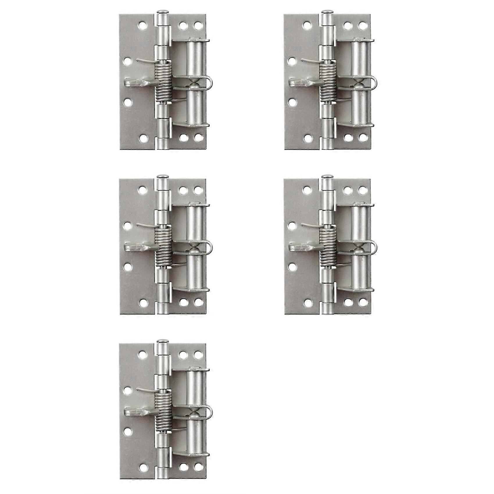 5X Automatic Door Closer Hinges for Cabinet Wardrobe Multi-Function Detachable Spring Hinges Silver