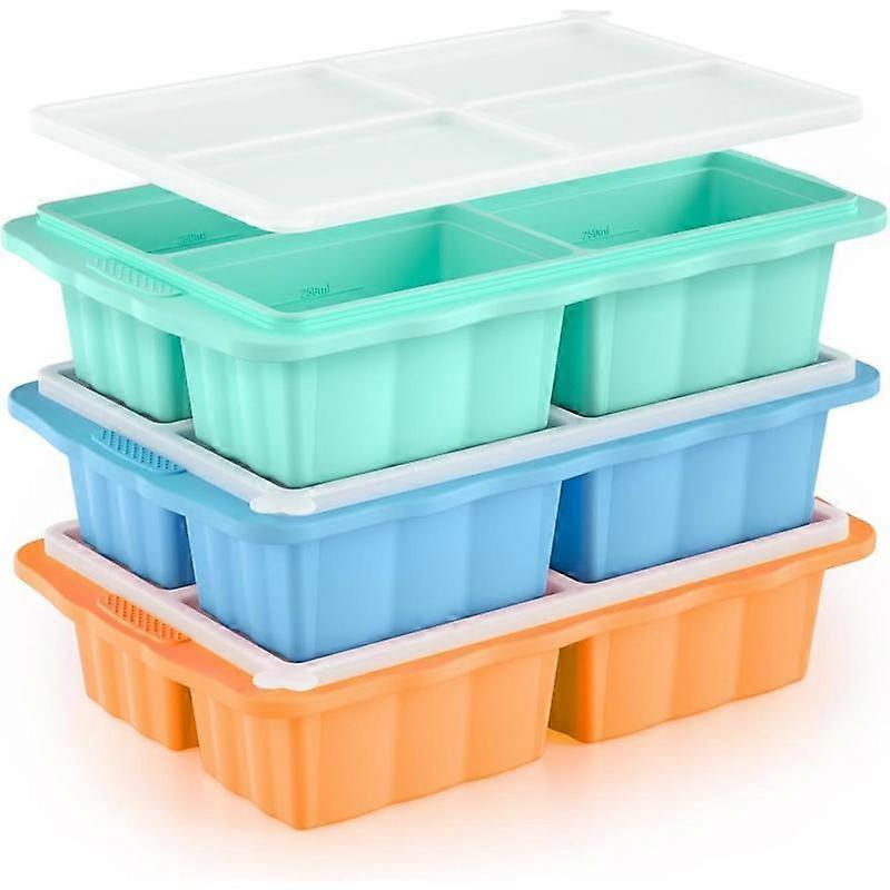 Freezer Tray With Lid,  Freezing molds, Ice Cube Tray For , Release Soup Freezer Molds for freezing , Soup, and Leftovers-Makes 4  1 Cup- 3 