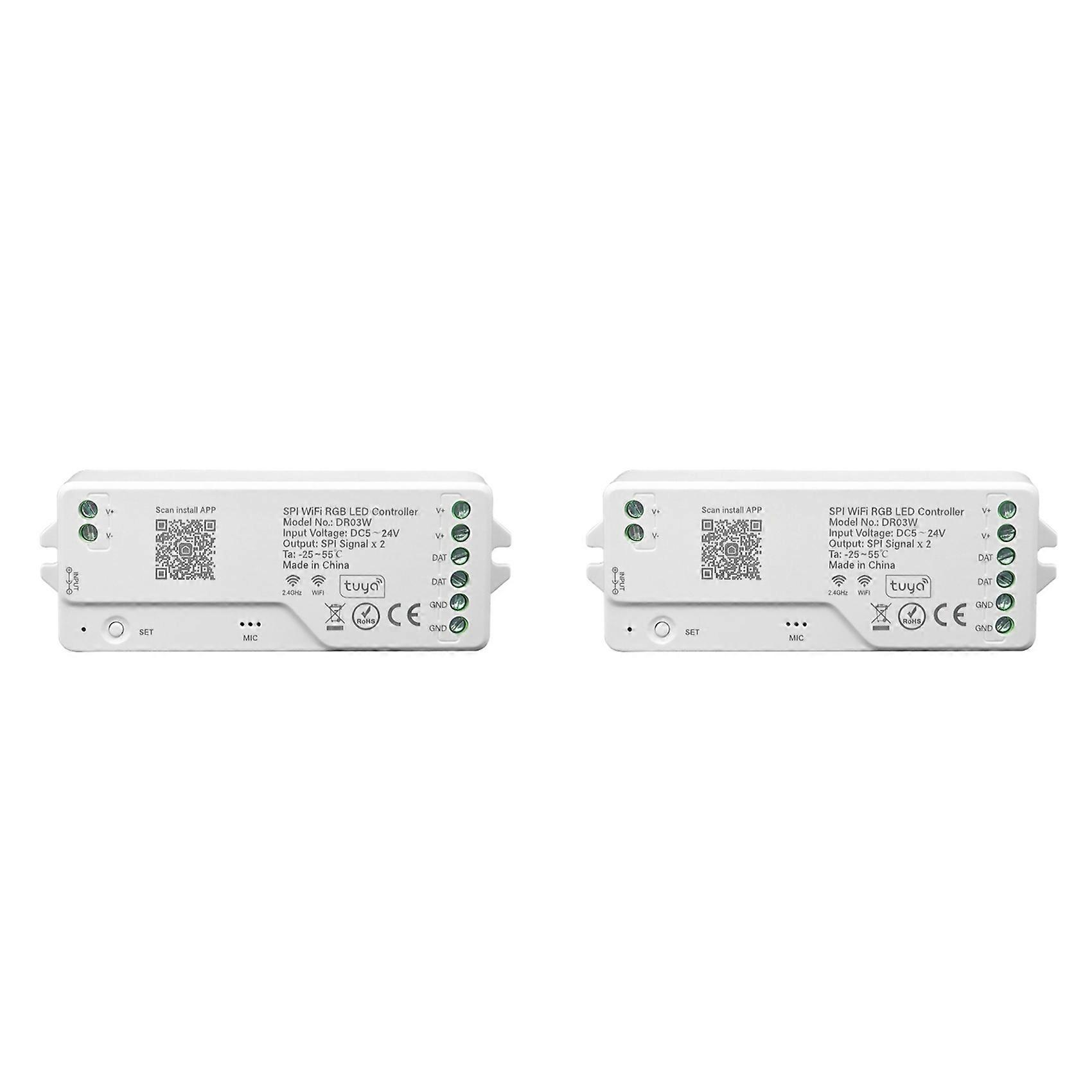 2X SPI WiFi RGB LED Controller DR03W Tuya Wifi LED Controller for WS2811 WS2812B WS2815 Addressable RGB LED Strip Work