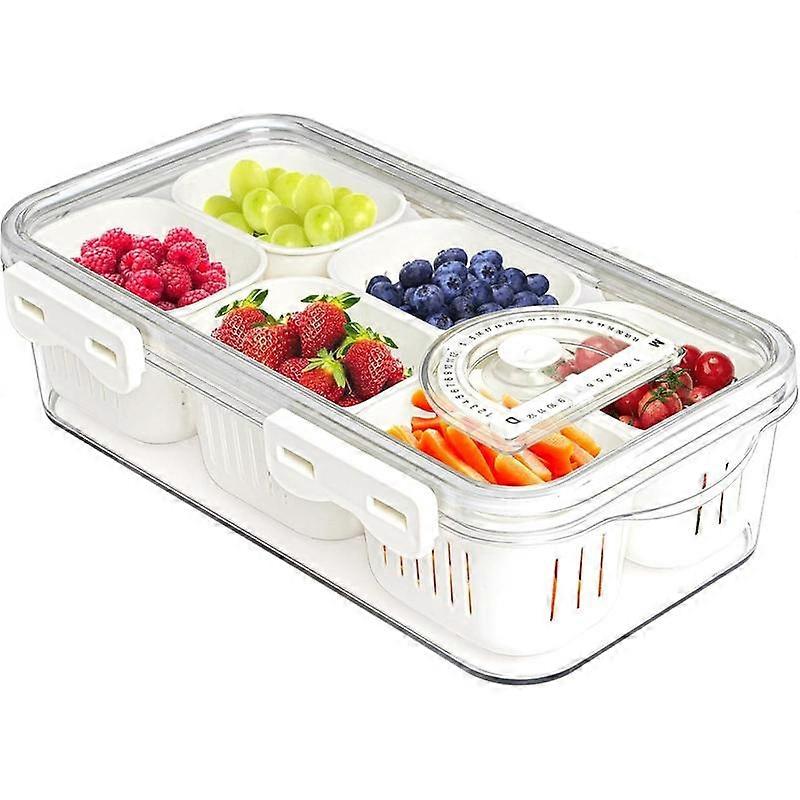 Divided  Serving Tray with Lids Stackable Snackle Box for Candy Nuts  Fruit&Veggie Container with 6 Small Dividers Plastic Storage Bins for 