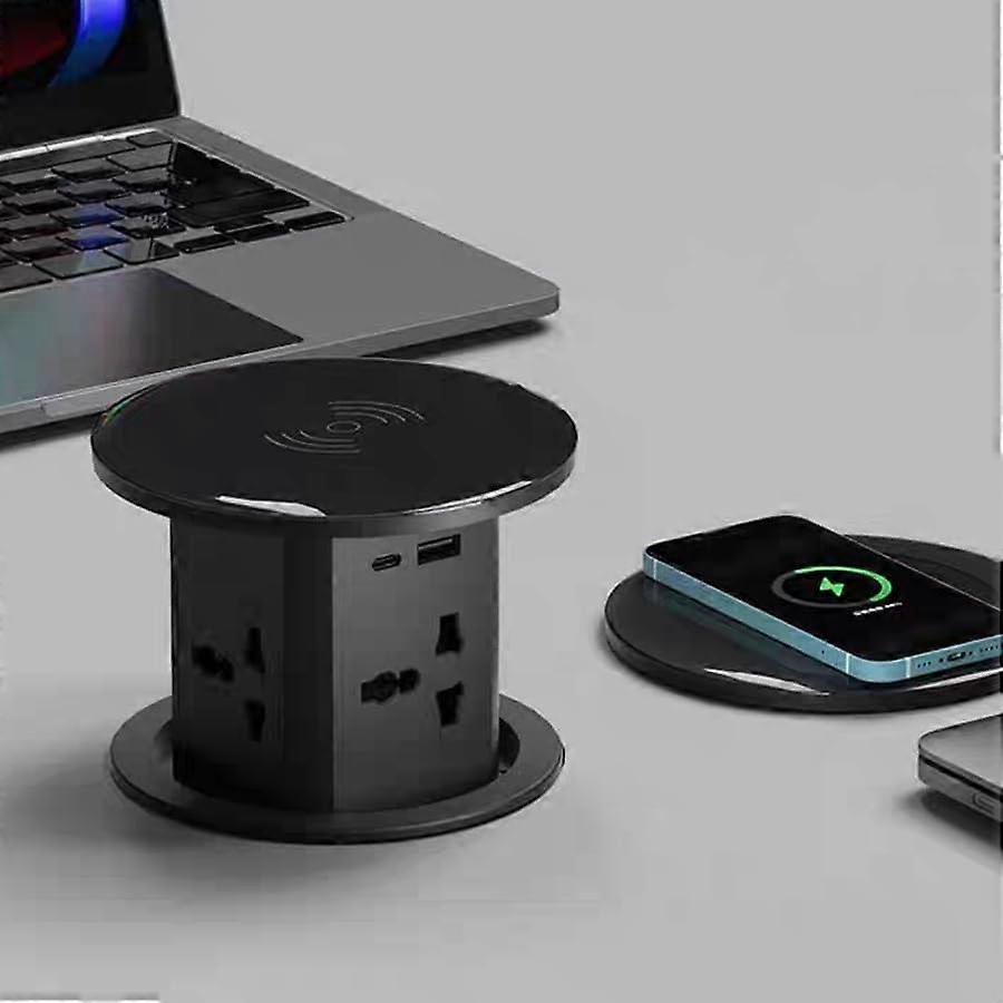 Pop Up Outlet with 15W Wireless Charging, 4 AC Outlets, USB and PD 20W TypeC for Kitchen Countertops
