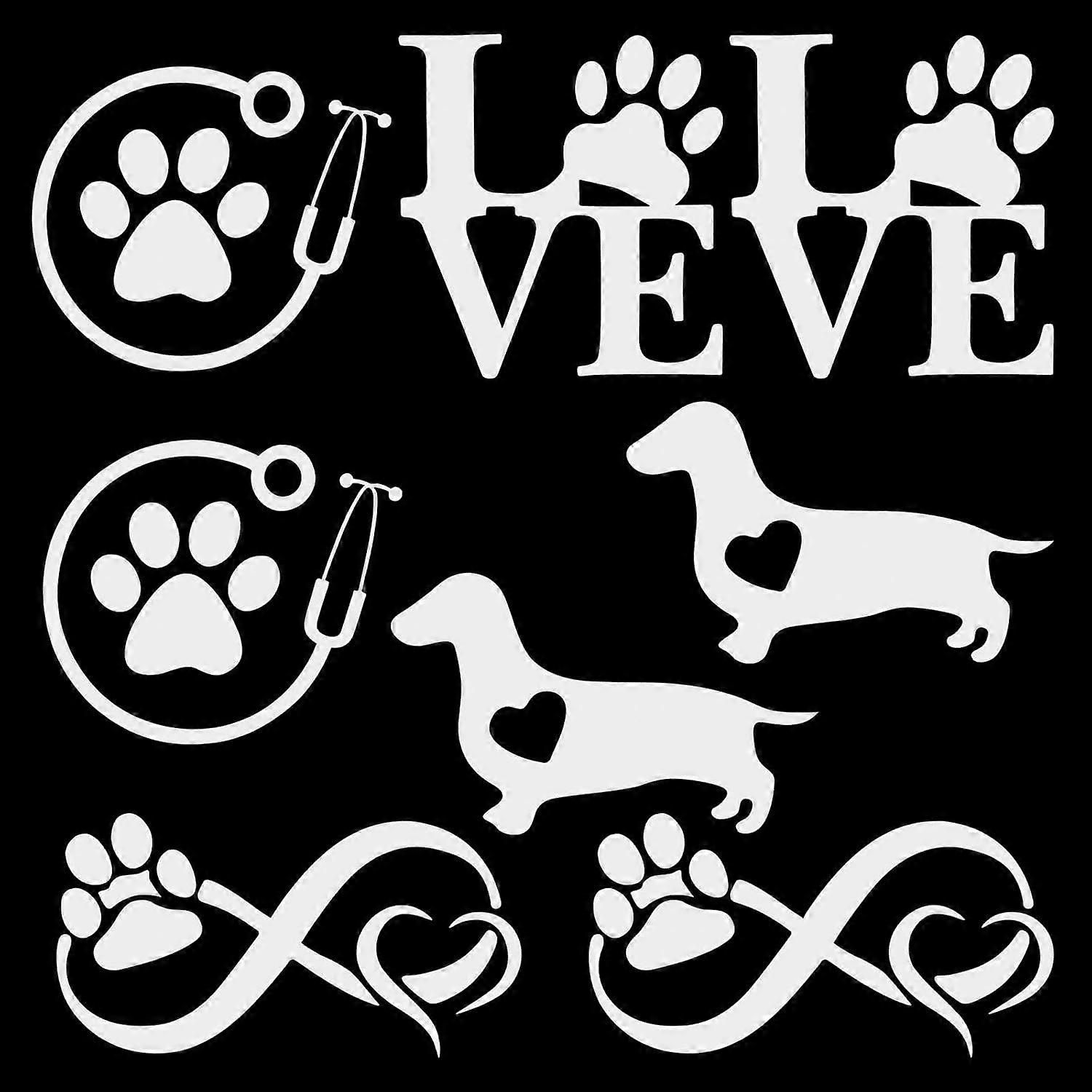 8 Sheets 4 Style Dog Paw Car Stickers Self-Adhesive Dog Love Footprint Scratch Coverage Auto Sticker White Reflective Laser Bumper Decals for Trucks M