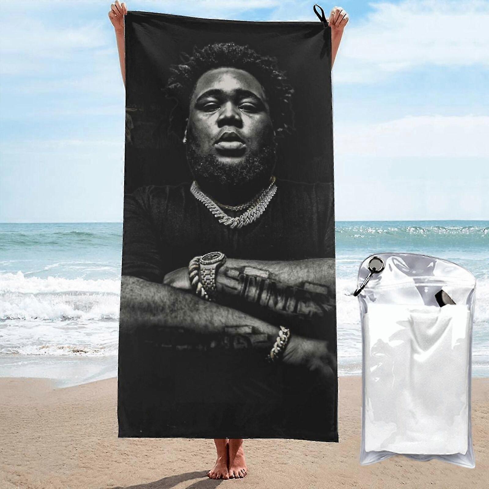 s4370 Rod Wave Microfibra Toalha de Praia Oversized Leve Secagem Rápida Areia Grande Toalhas Grandes MMgO4370