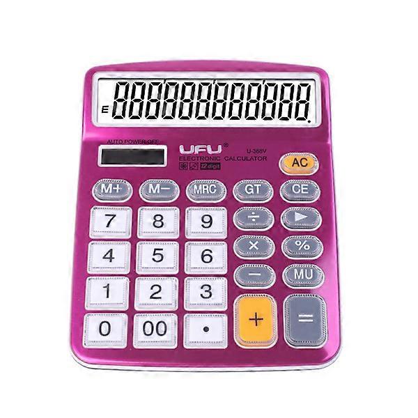 Desktop calculator 12 digits with large LCD screen and sensitive button, solar and battery operation, standard function (purple)