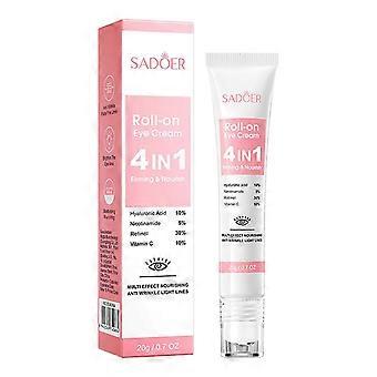 Sadoer Roll-on ögonkräm 4-i-1 anti-rynk uppstramande ögonkräm för svullnader, mörka ringar och fina linjer
