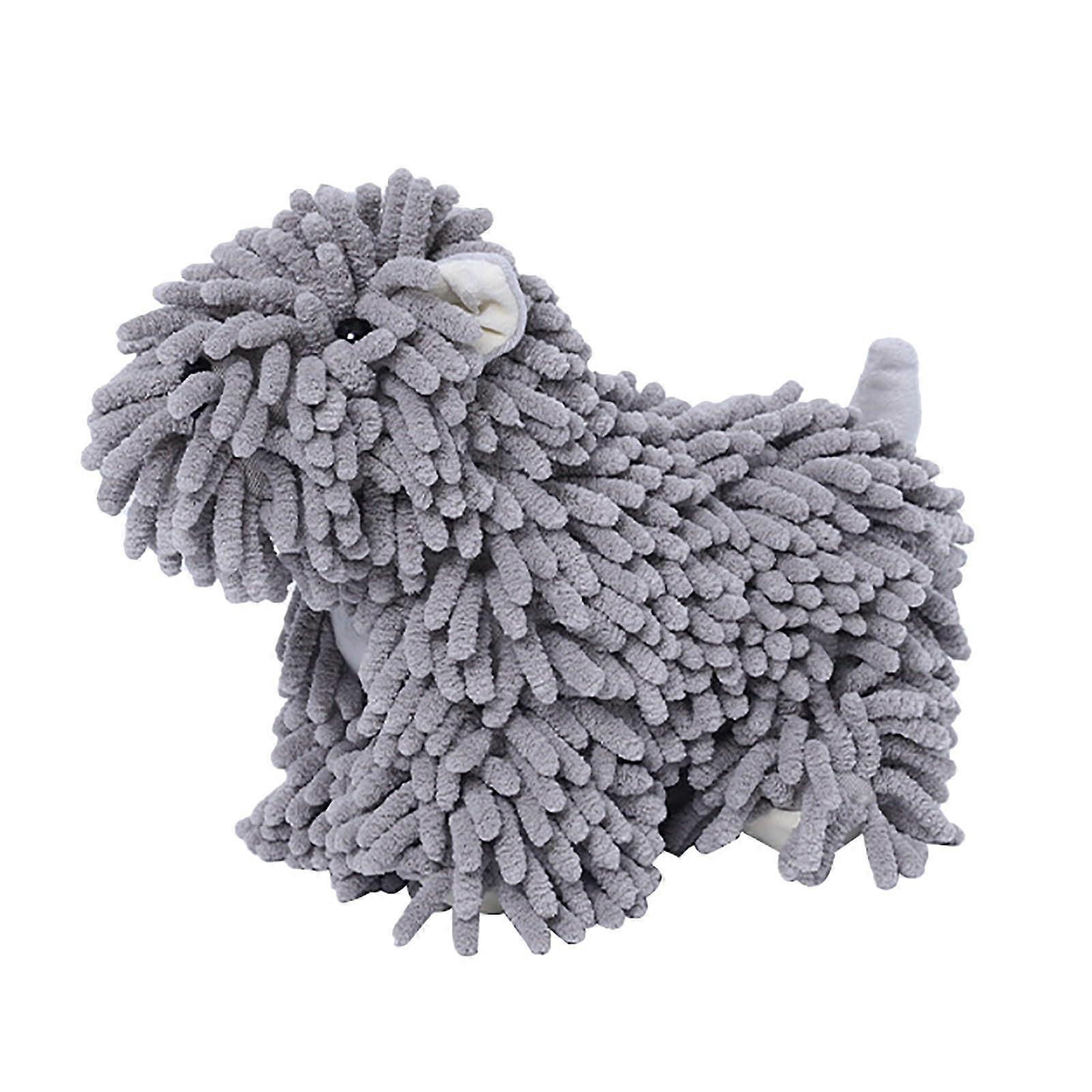 Cute Dog Microfiber Hand Towel with Hanging Loop, Plush Quick Dry for Bathroom and Kitchen, Grey