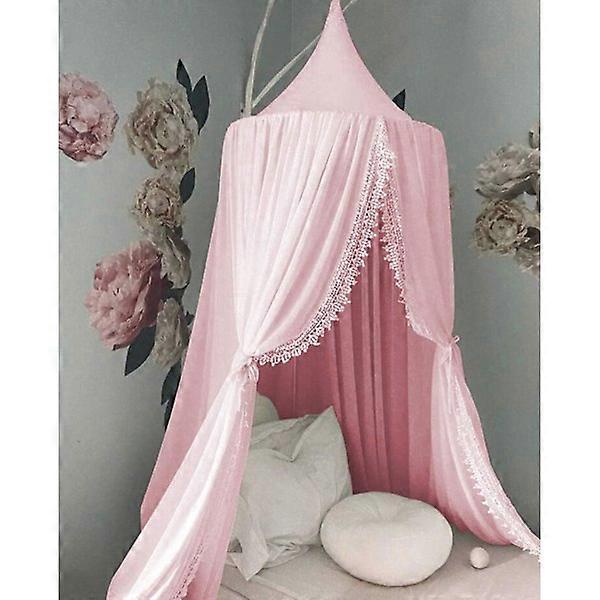 Children's bed canopy, round dome, pink