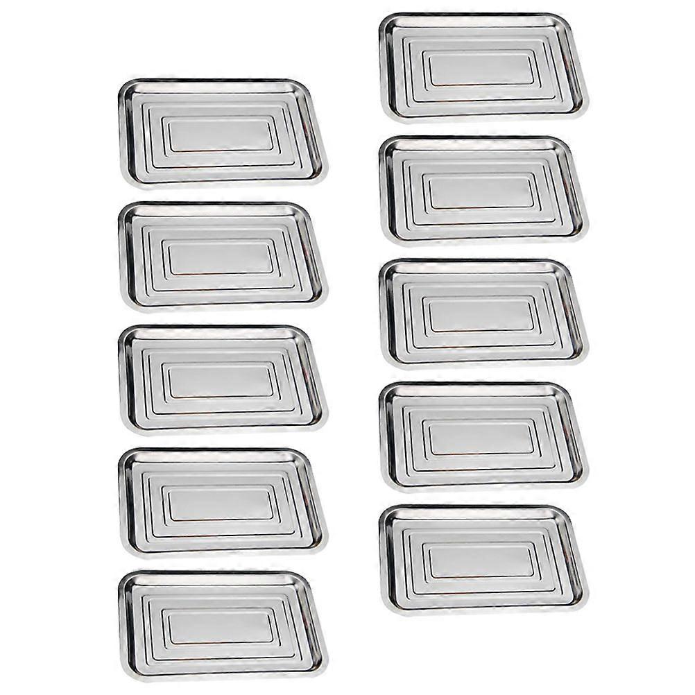 Silver Stainless Steel Tray for Food Serving 10Pcs Practical Kitchen Plates