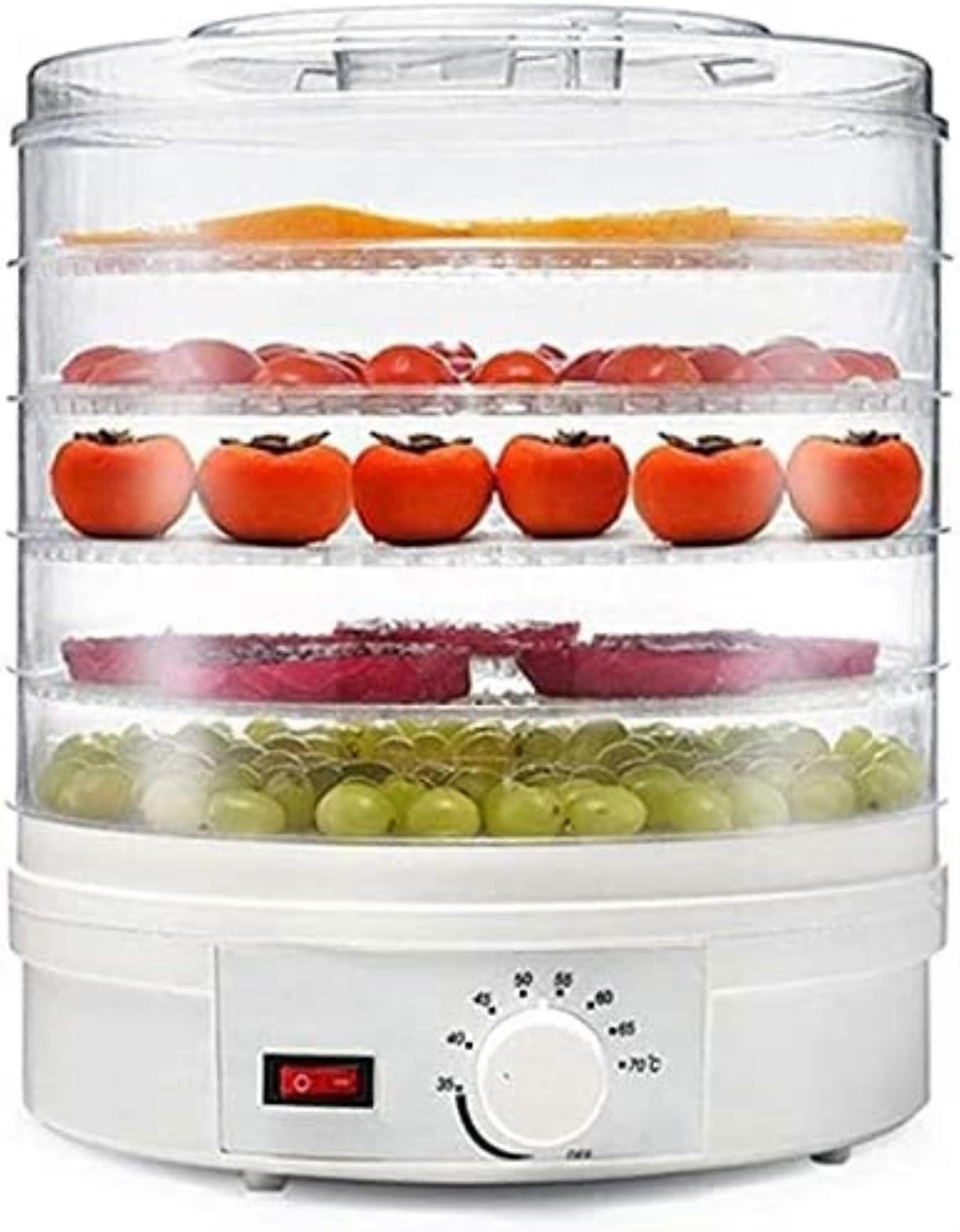 Electric Food Dehydrator with Adjustable Temperature, Large Capacity, Six Removable Trays