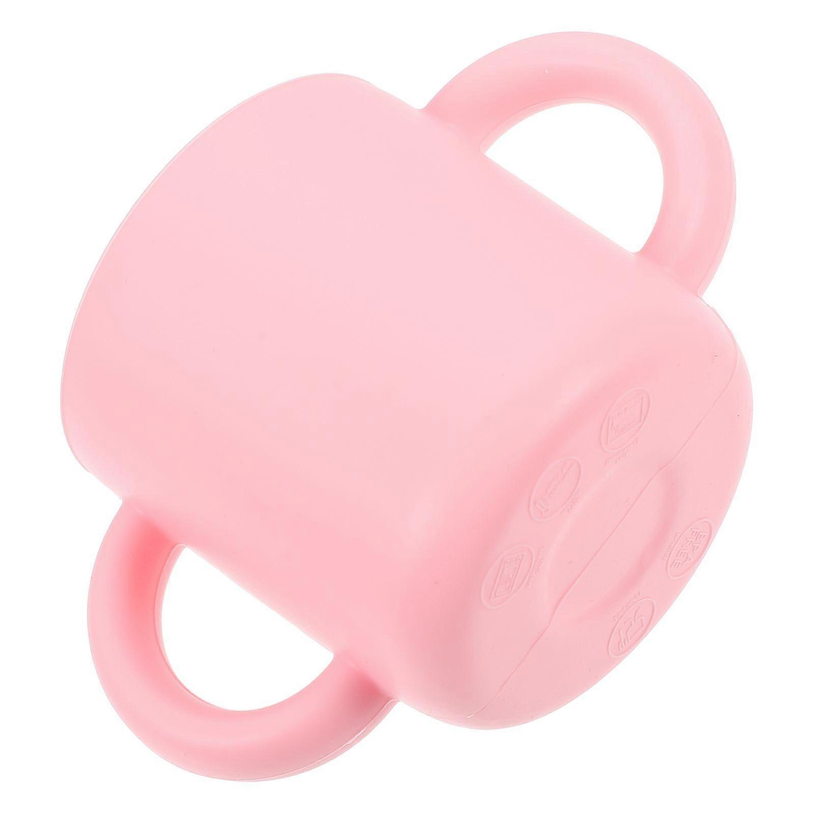 Training Cup for Infants Pink Silicone Double Ear Cup