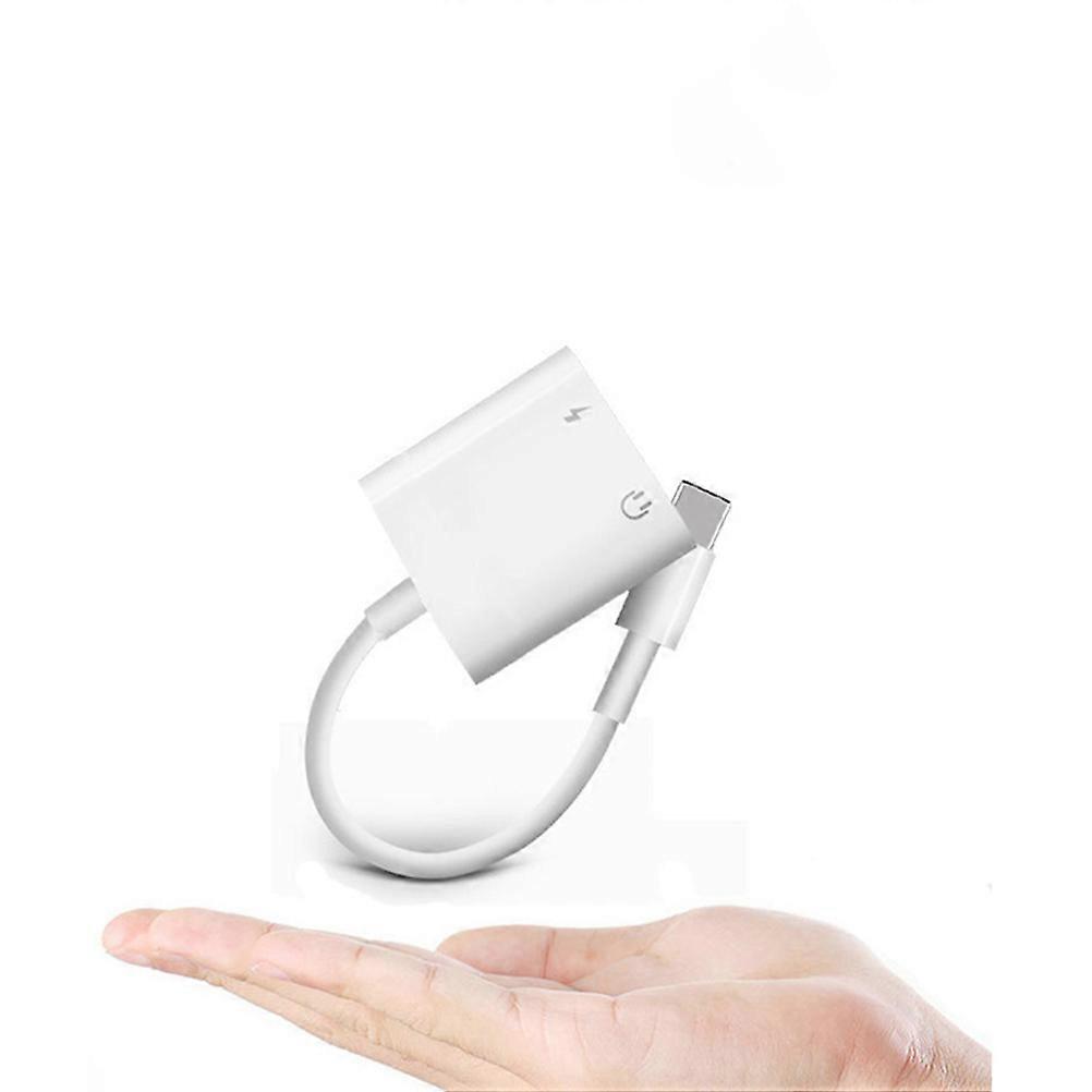 Type-C USB Audio Adapter 2 in 1 for Headphone Mic Use White