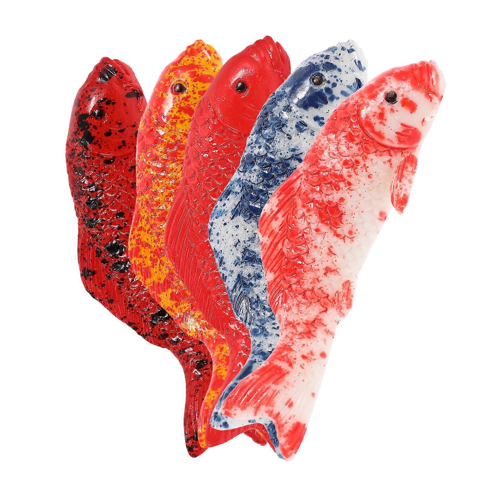 Assorted Color Koi Fish Decoration for Aquarium Use 5Pcs Fish Statue