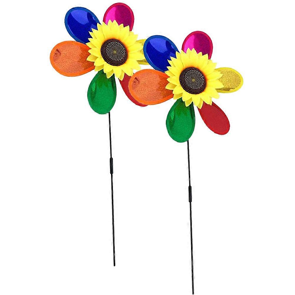 Assorted Color Windmill Toys for Kids Playing Plastic Crafts with Detailed Design 2Pcs Large Flower