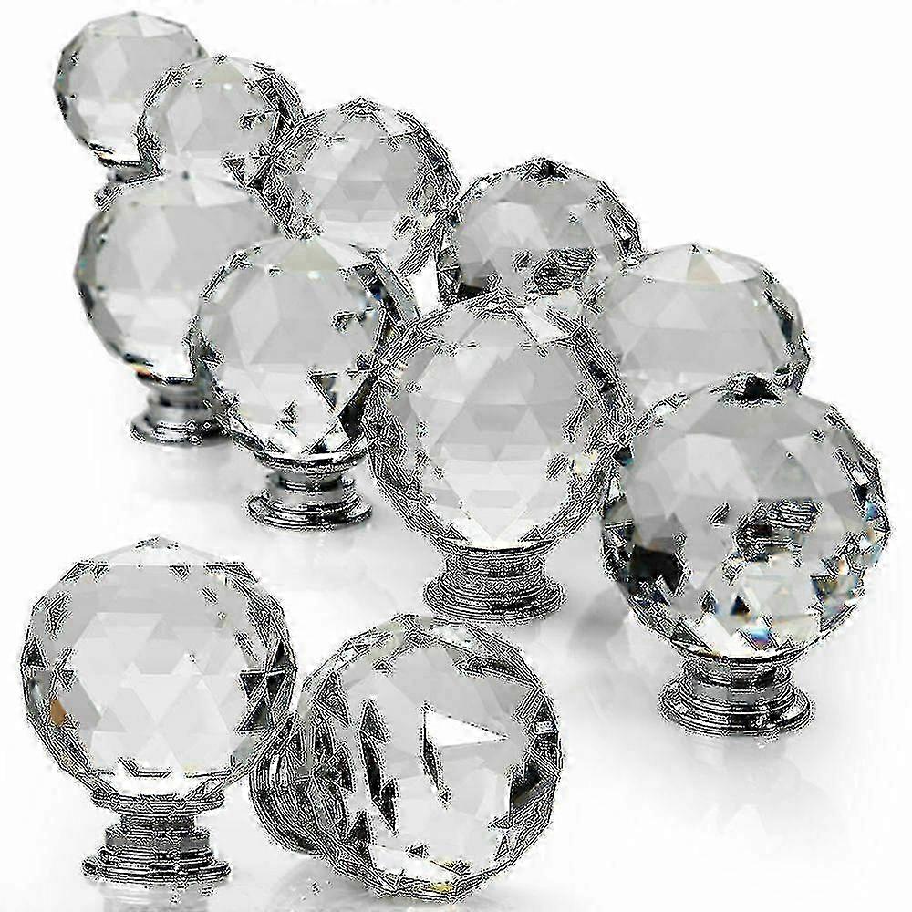 20 X Crystal Glass Door Knobs Diamond Drawer Knobs Cabinet Draw Pull Handle 25-26s