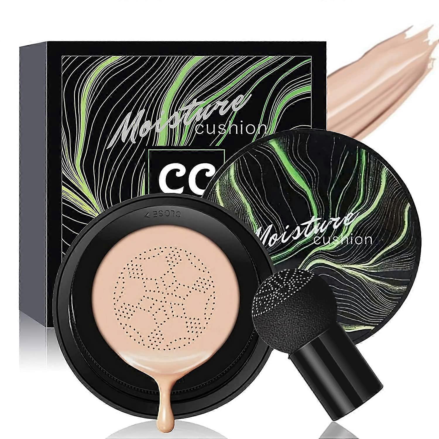 Mushroom Head Cushion Foundation BB CC Cream, Moisturizing Matte Coverage with Sponge