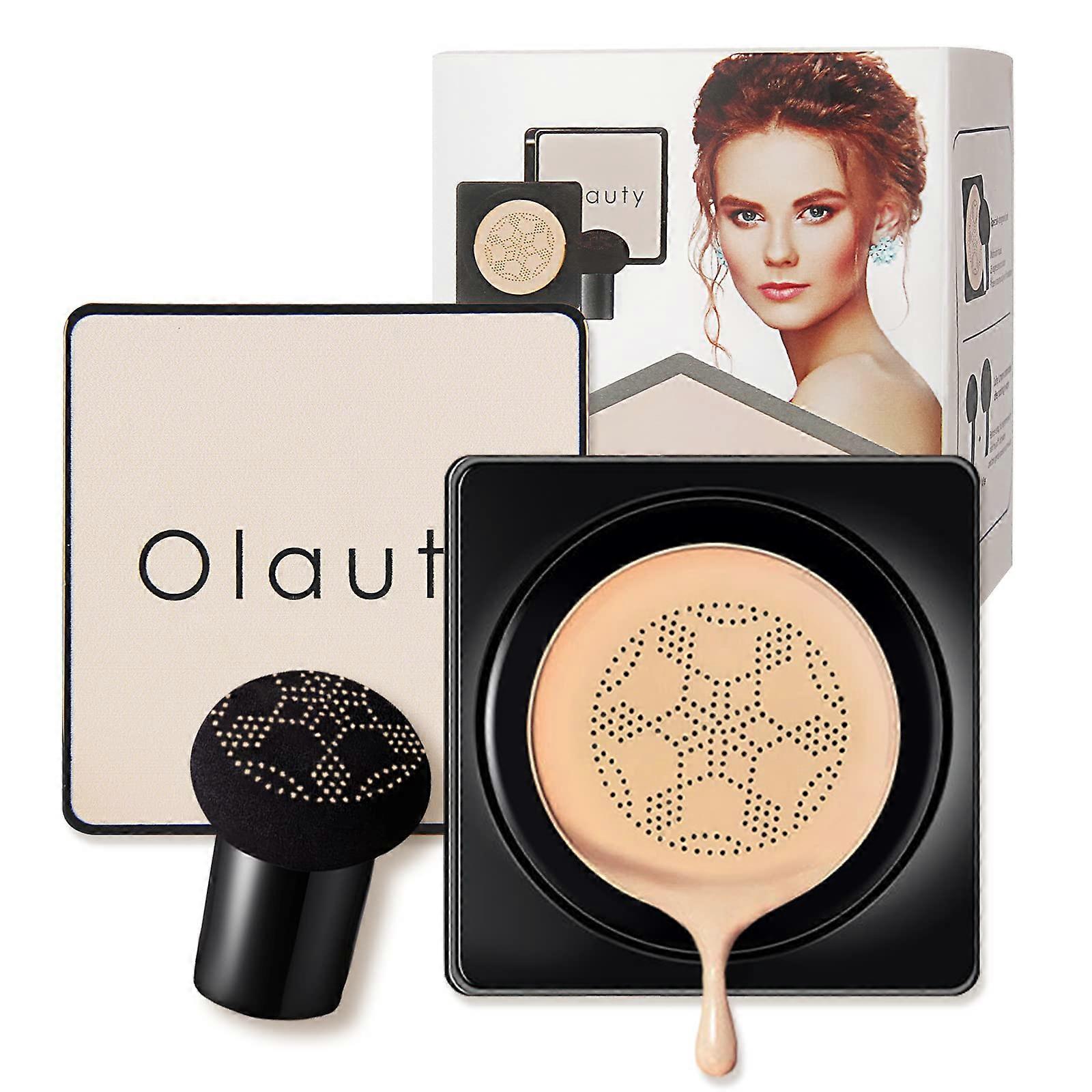 Full Coverage Cushion Foundation with Brightening Moisture and Mushroom Head Applicator, Buff Beige