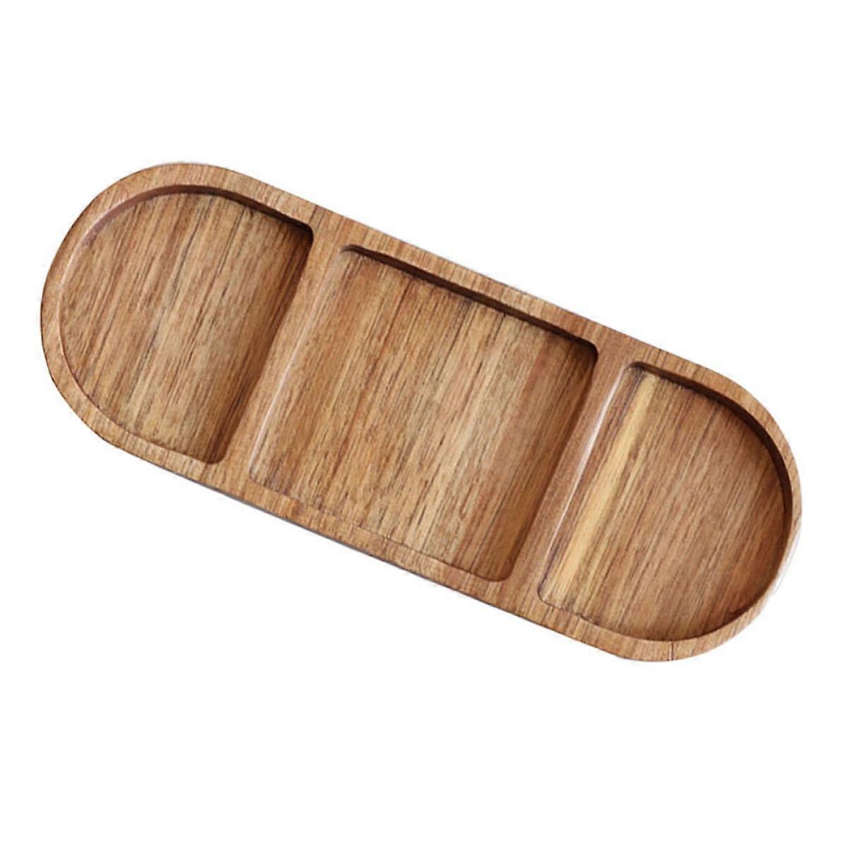 Wooden Sushi Serving Dish with Creative Oval Shape and ThreeCompartment Design for Elegant Presentation