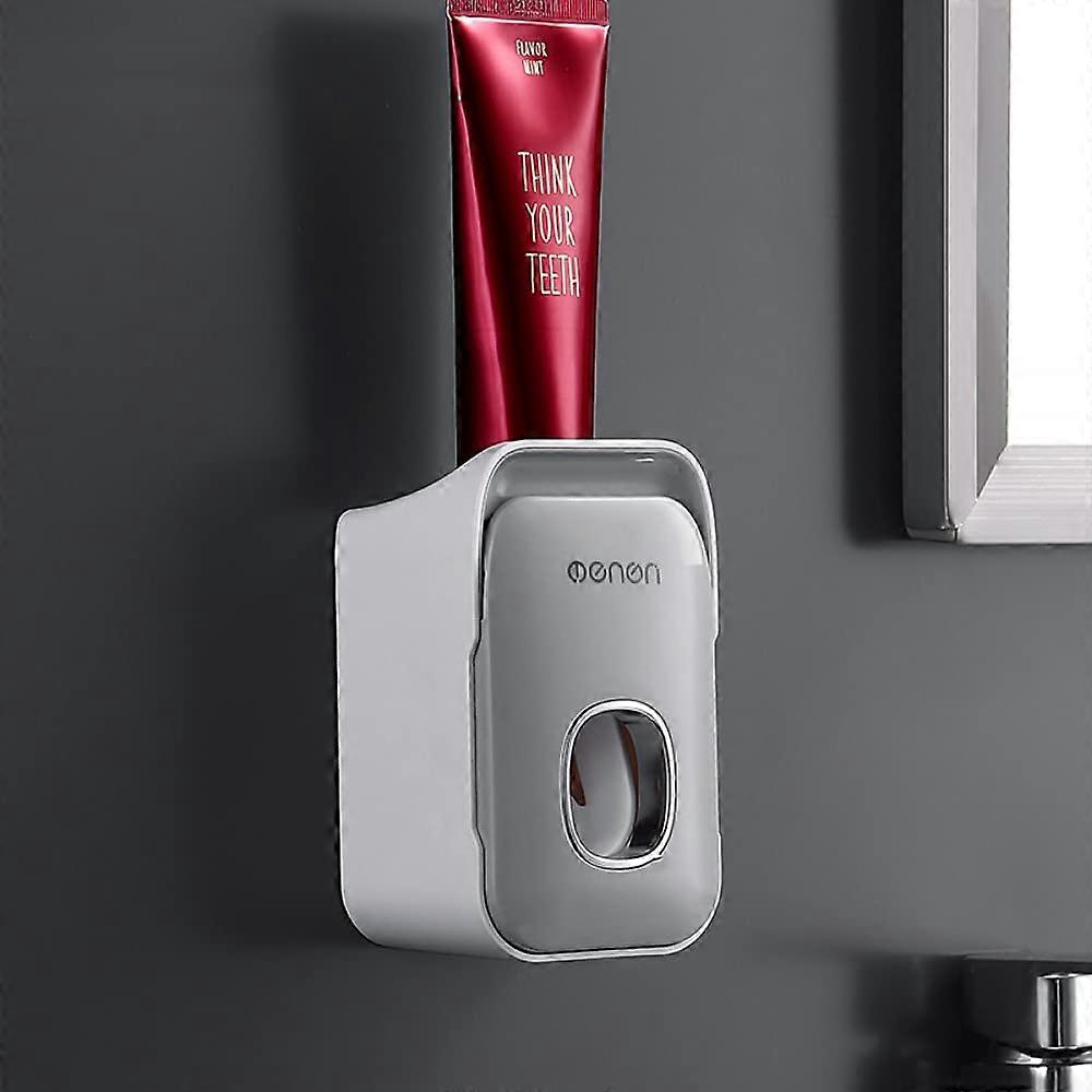 Automatic Toothpaste Dispenser Wall Mounted Hands Vacuum Pump Toothpaste Squeezer Kit for Bathroom Gray