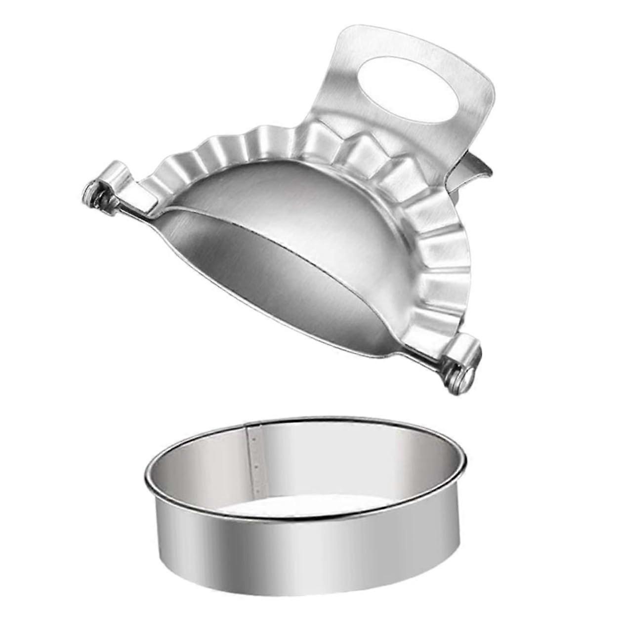 2Pcs Stainless Steel Dumpling Press and Wrapper Cutter Tool for DIY Empanada Ravioli Making