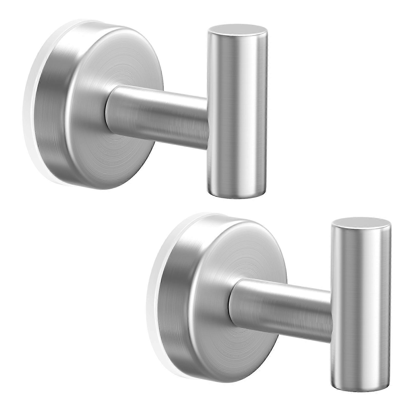 Silver T Shape Connector Suction Cup Towel Hooks 2 Pack NoDrill Wall Mounted RustResistant