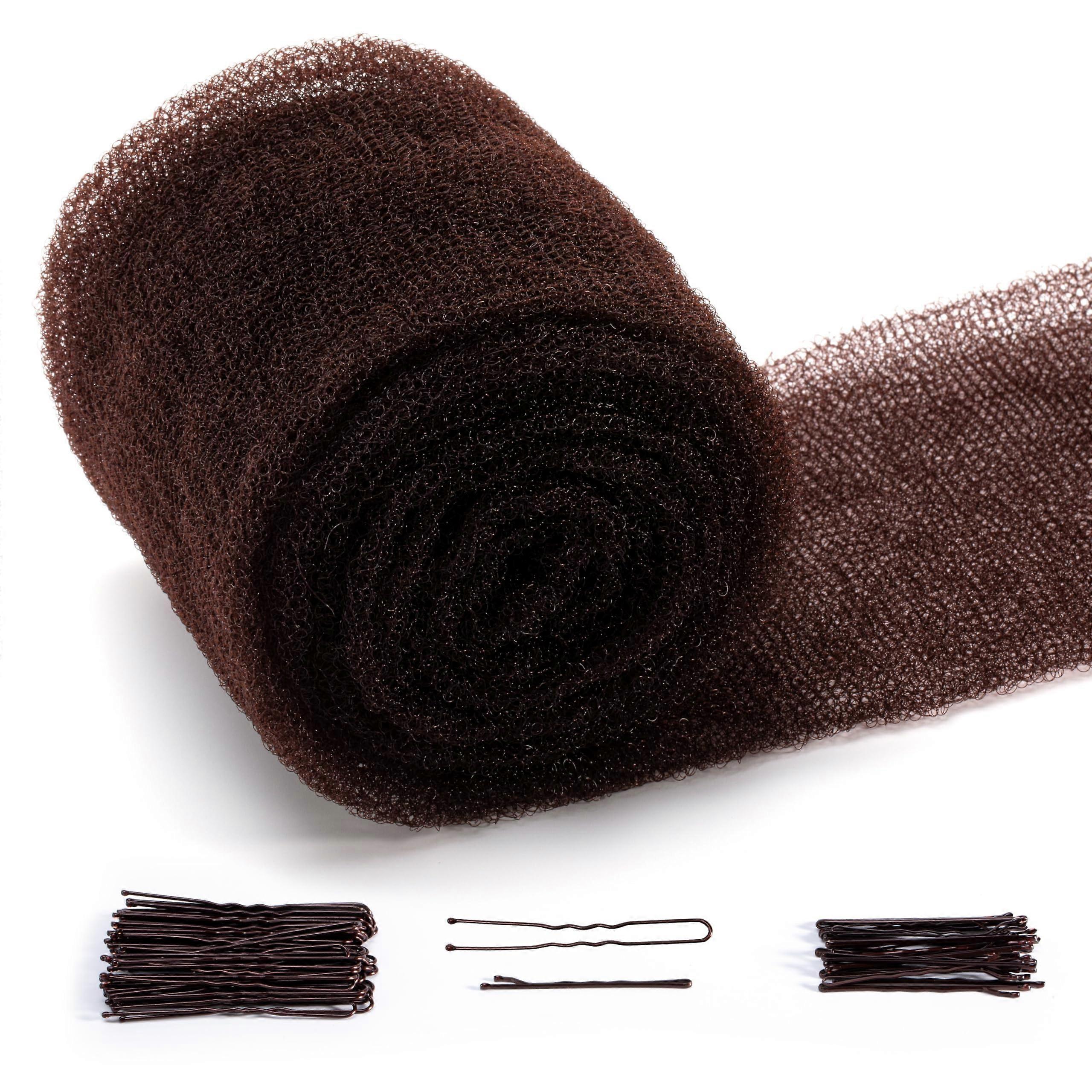 Dark Brown Hair Bun Maker and Pins Set for Secure Updos with Natural Volume Boost
