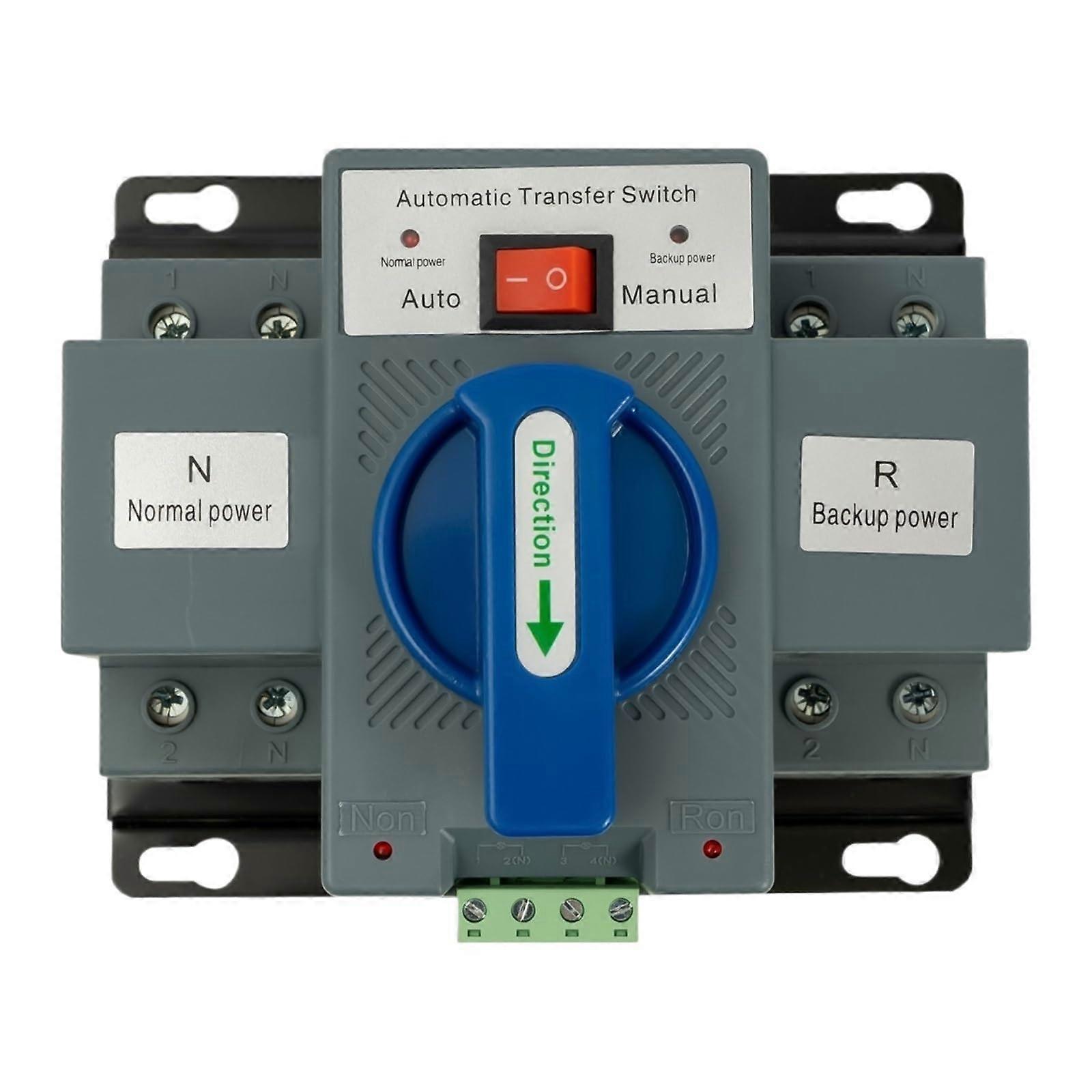 63A Automatic Transfer Switch 2 Pole Generator Changeover Switch 110V Dual Power ATS