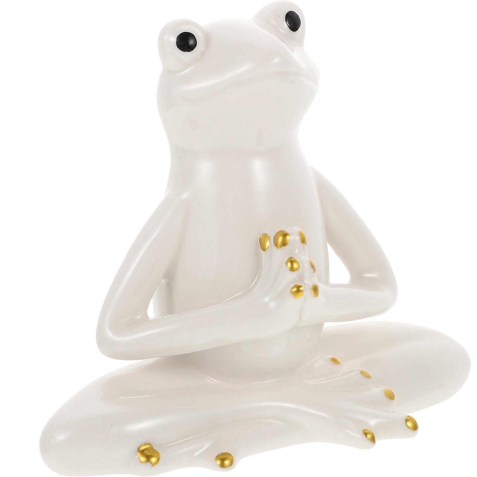 Tea Pet Adornment Ceramic Frog Statue for Home