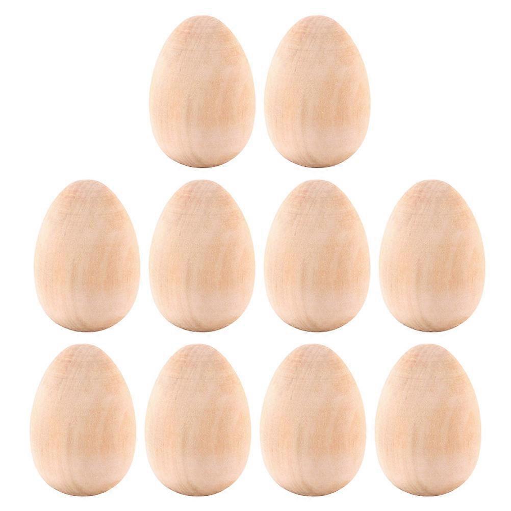 Wooden Egg Model Easter Egg Prop for Decor 10Pcs Fake Wood Eggs