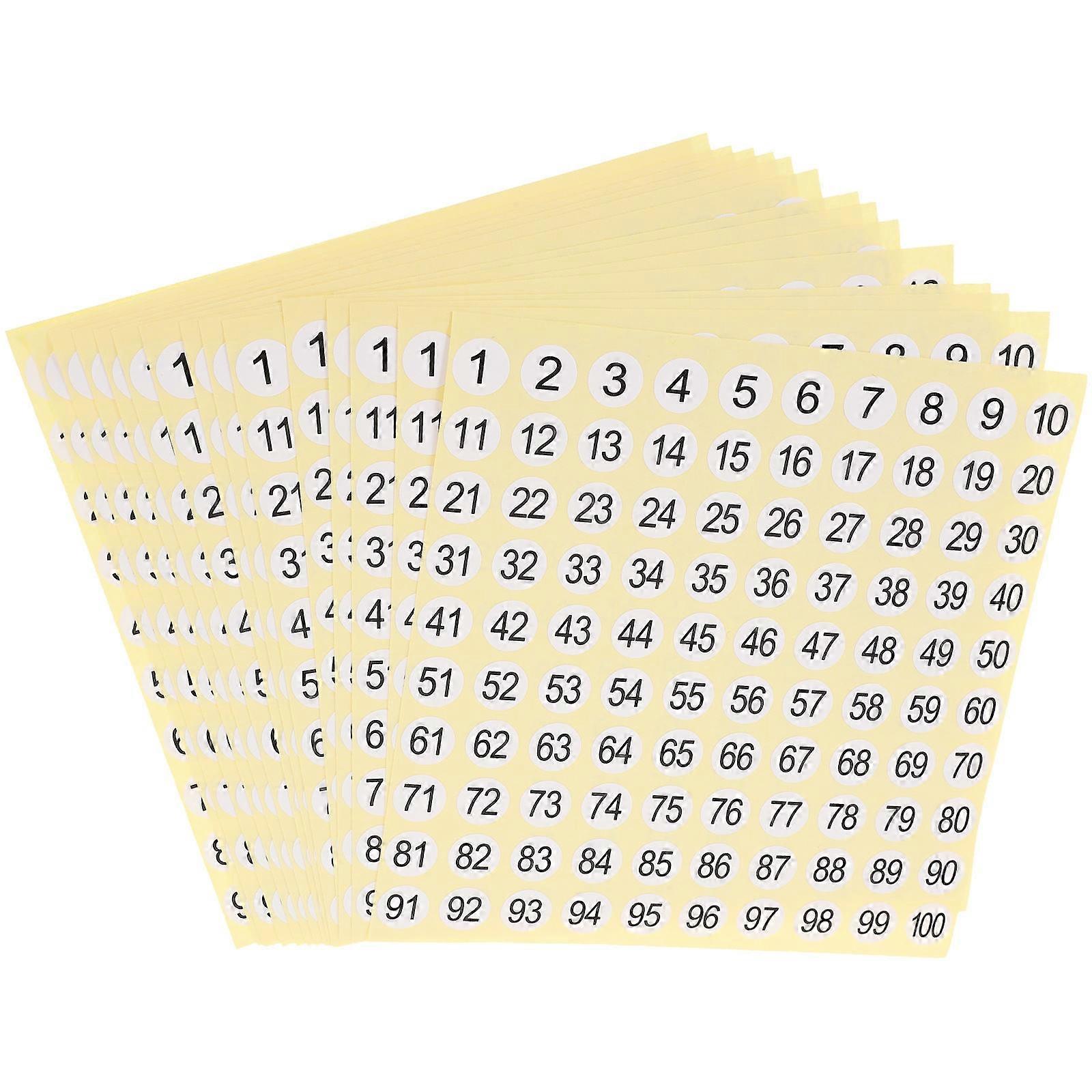 Number Sticker Labels for Home Use 60 Sheets Round Self Adhesive