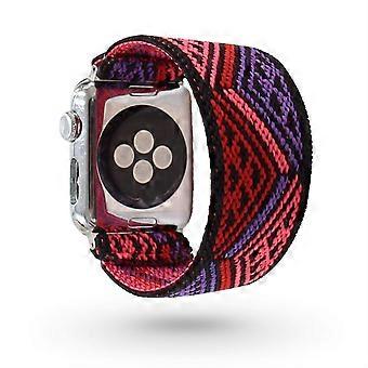 Bohemian Purple Elastic Nylon Loop Band for Apple Watch 42mm 44mm, Breathable Stretchy Strap Series 1–7