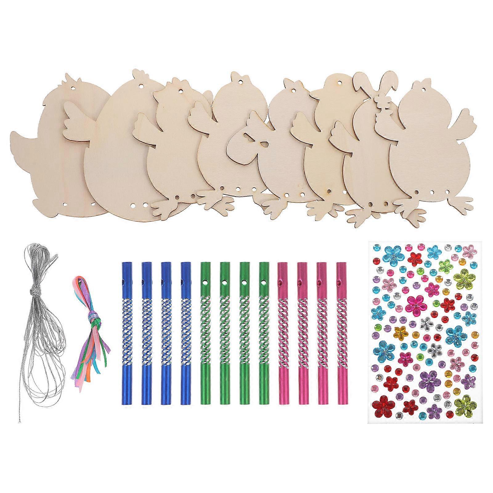 Wooden DIY Wind Chime Kit Easter Theme for Creative 4Sets Craft Making
