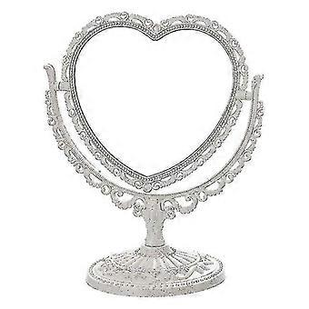 Heart Shaped Rotatable Double Sided Desktop Cosmetic Vanity Mirror (1pc, White)
