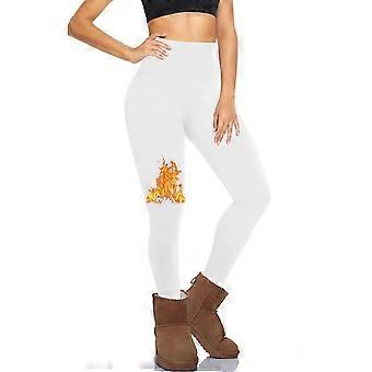 Damen-Leggings mit Fleecefutter – Hochgeschnittene Winter-Yogahose, warme Thermo-Lauf- und Trainingstights, 5-weiß, Größe S-M