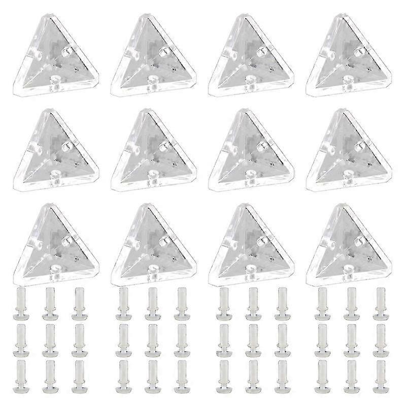 12Pcs Acrylic Corner Brackets with Semitransparent Screws Clear