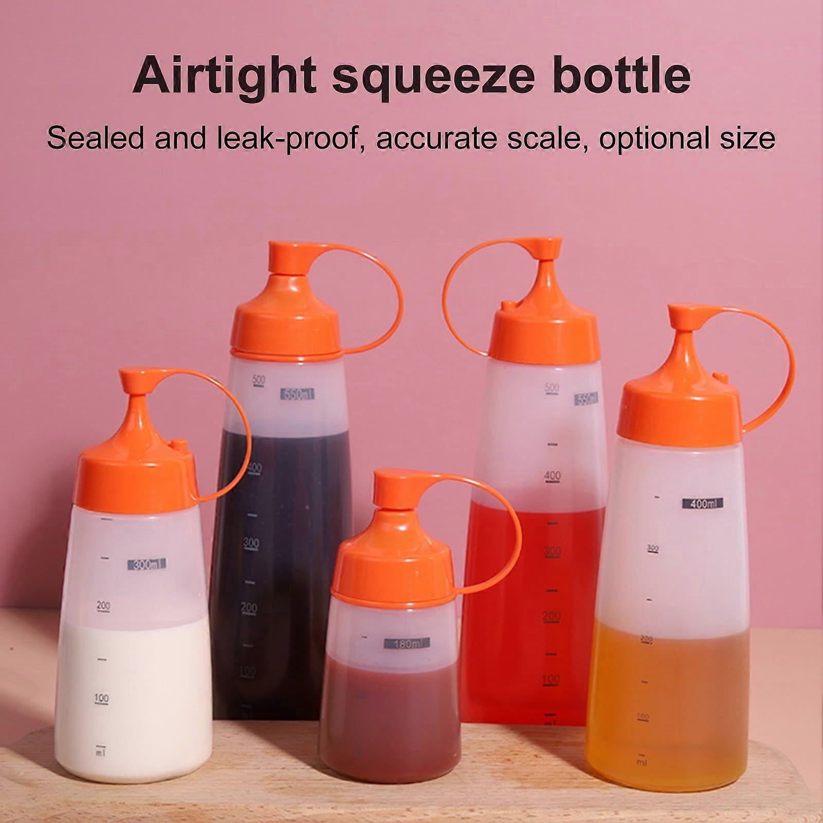 Multi-use Practical Leakproof Squeeze Bottle Clear Scale Simple Usage Plastic Condiment Bottle for Home