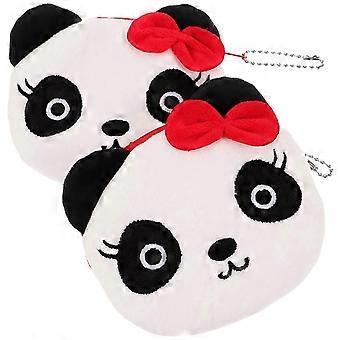 2Pcs Plush Zipper Coin Purses, Cloth Material, For Women
