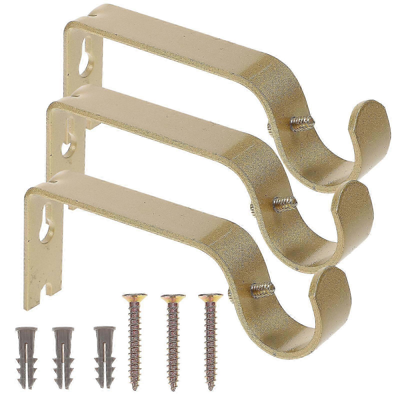 3pcs Curtain Rod Adjustable Brackets Curtain Pole Roman Rod Wall Bracket Hooks