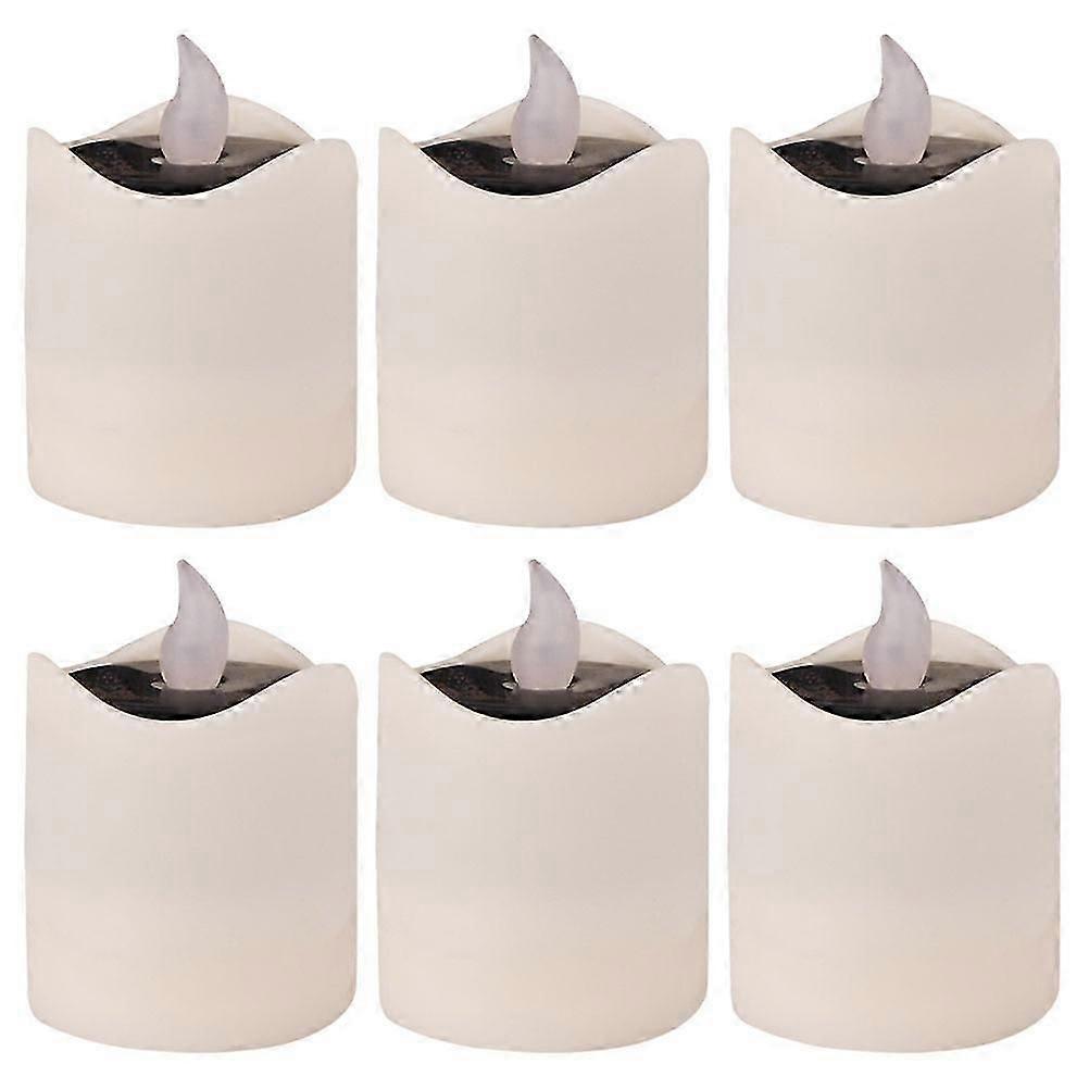 Flameless Candles Flickering Solar Tea Lights Compatible withOutdoor Use 6Pcs