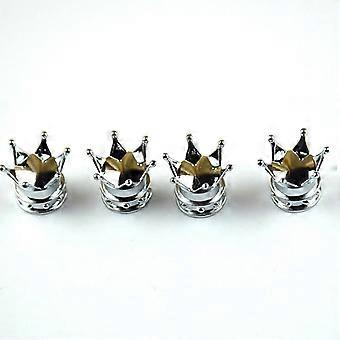 4 stuks Crown Car Wheel Tire Valve Caps: Voeg een vleugje bling toe aan uw auto of motor!