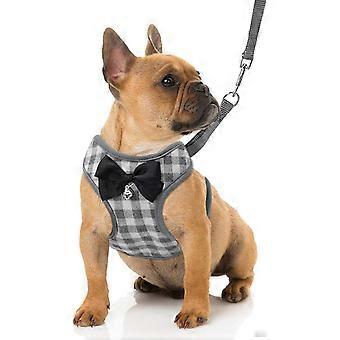 Small Dog Harness And Leash Set - No Pull Pet Harness With Soft Mesh Nylon Vest For Small Dogs And Cats-Gray
