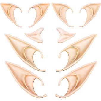 5 Pairs Latex Elf Ear Pixie Costume Fairy Ears, Halloween Anime Party Vampire Ears, Masquerade Accessories (Fresh Color)