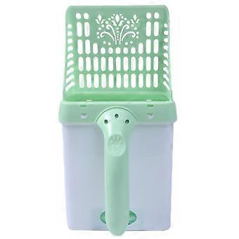 Verde removível pet picker com balde de lixo Poop Shovel Set plástico All-in-One Pet Cat Sand Shovel