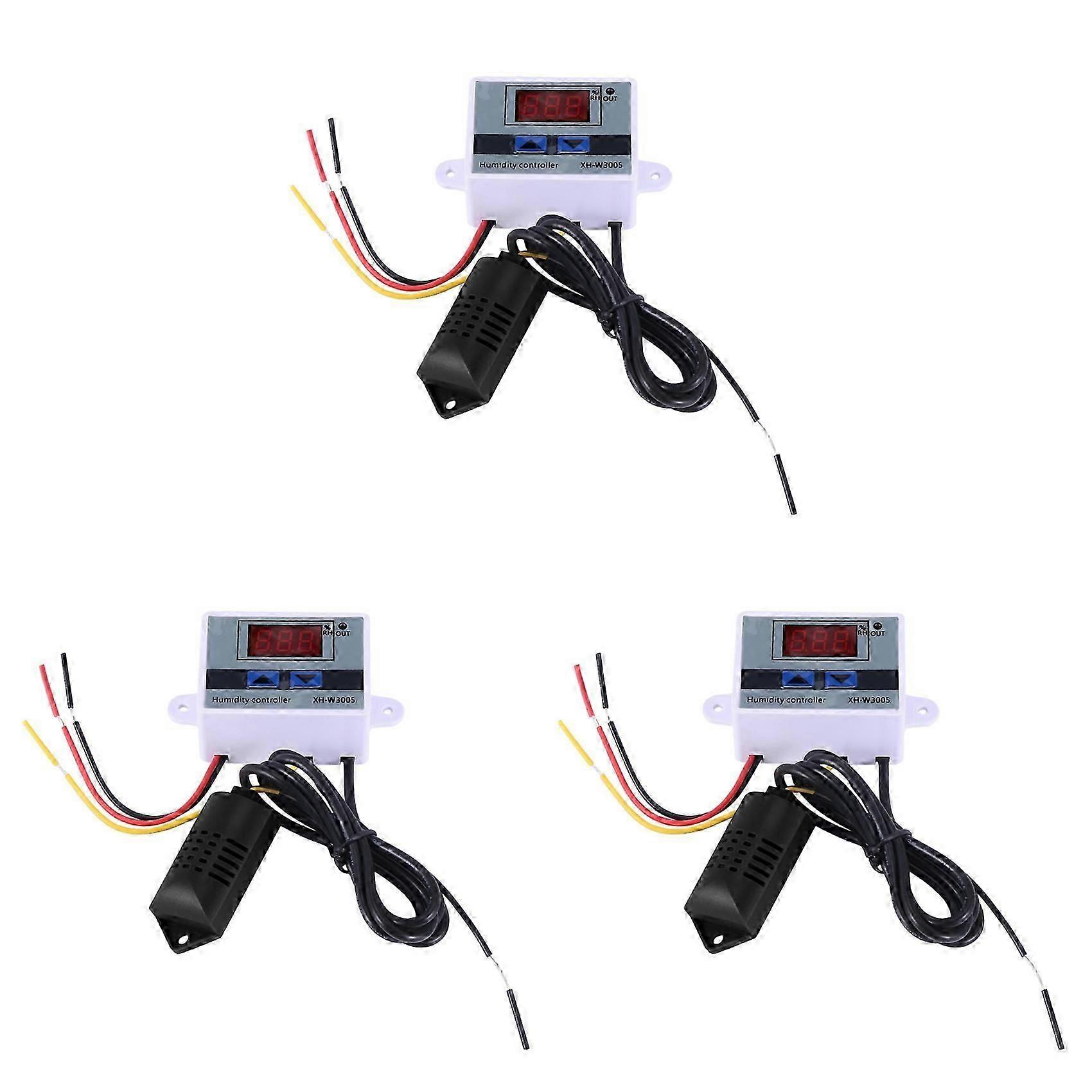 3X Digital Humidity Controller Hygrometer Humidity Control Switch 0-99%Rh Hygrostat with Humidity Sensor AC220V