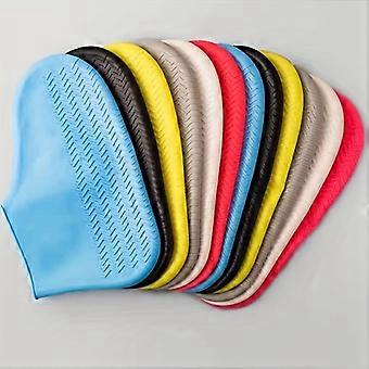 Waterproof Latex Shoe Covers 5 Pairs, Thick Non-Slip Rubber Boot Protectors for Men Women, Bright Yellow Green Blue Red Beige