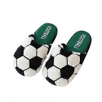 Funny Cartoon Soccer Ball Plush Slippers Warm Winter Shoes Cozy Fluffy Cotton Footwear Soft Indoor House Slipper with Sports Design for Home Bedroom D