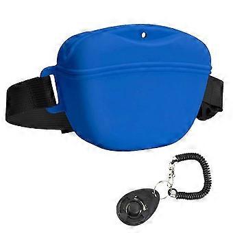 Bolsa de golosinas de entrenamiento para perros con cinturón, clicker y cierre magnético - Bolsa de golosinas de silicona antiderrame para perros pequeños y medianos - Azul oscuro