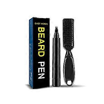 Caneta para Preenchimento de Barba (Caixa Marrom Escura) Caneta para Preenchimento de Barba em Formato de Escova de Barba Impermeável Caneta para Barba Masculina