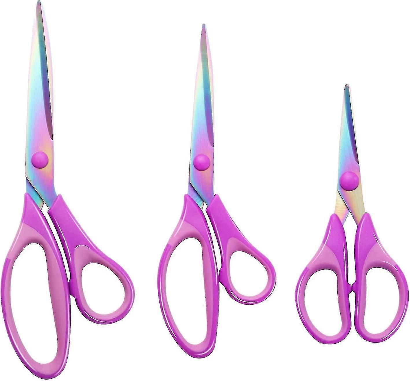 3 Pcs Scissors, Multi-purpose Scissors Set Scissors Stationery With Sharp Titanium Blades(purple)