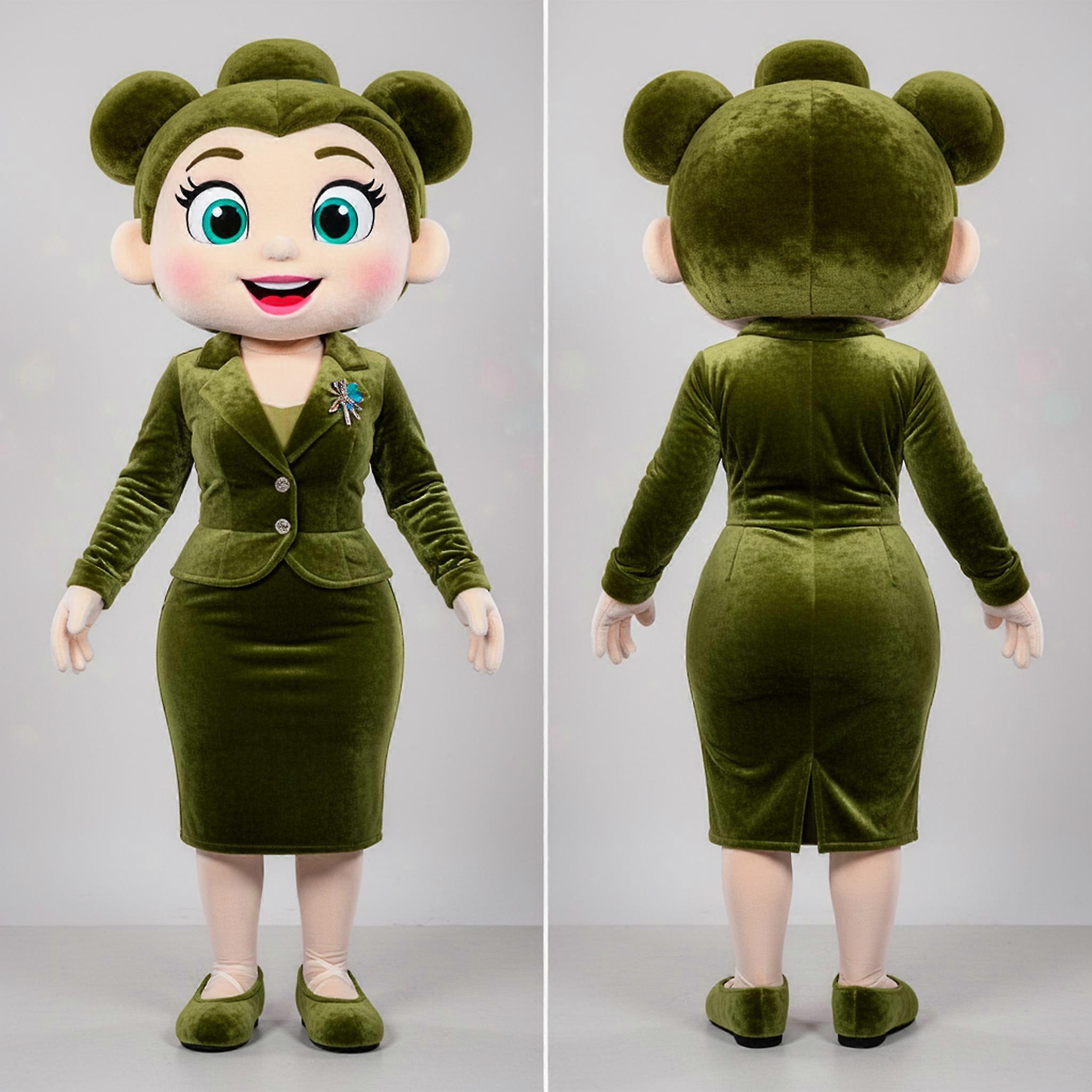 MASTICOT Olive Green Velvety Irish Dancer Mascot